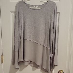 Max Studio Gray Asymmetrical Long Sleeve Tunic